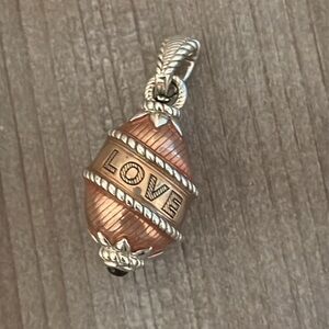 NWOT Judith Ripka Sterling LOVE Egg with Garnet Cabochon